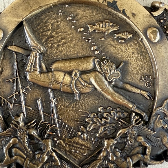 VTG Nautical Scuba Diver Mermaids Brass Belt Buckle Award Design 1st Edition - Picture 4 of 7
